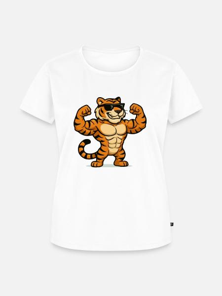 tiger muskeln - Frauen Premium Bio T-Shirt - Weiß