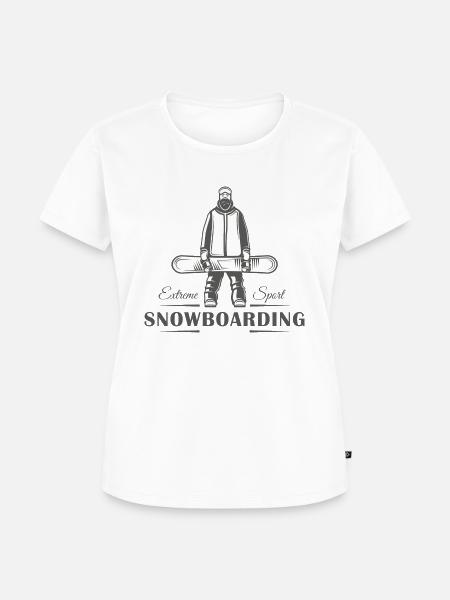 Snowboarder hält sein Snowboard. - Frauen Premium Bio T-Shirt - Weiß