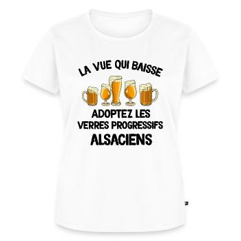 La vue qui baisse adoptez les verres progressif - T-shirt Premium bio Femme - blanc - Devant - AI Model Female 172 dark (172cm)