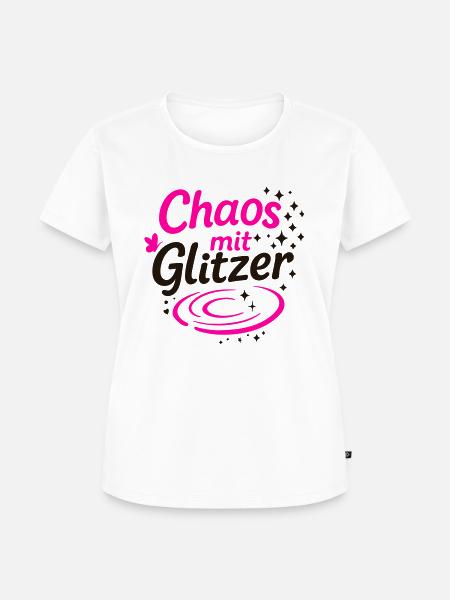 Chaos mit Glitzer - Frauen Premium Bio T-Shirt - Weiß