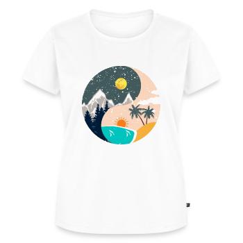 Ying & Yang - Sonnenuntergang & Berglandschaft - Frauen Premium Bio T-Shirt - Weiß - Vorne - AI Model Female 172 dark (172cm)