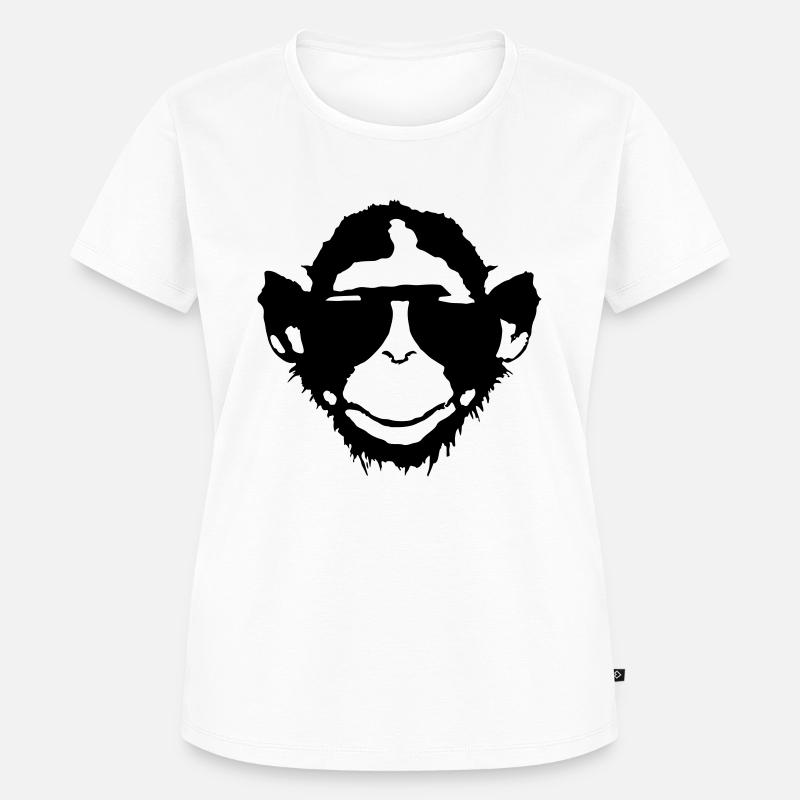 Monkey with Sunglasses Face Funny Vector - Women's Premium Organic T-shirt - white
