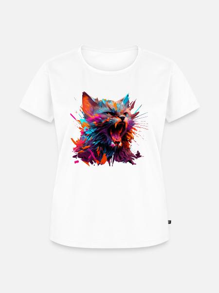 Angry Cat - Frauen Premium Bio T-Shirt - Weiß