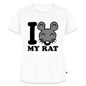 I Love My Rat Text Spruch Maus Süße Kleine Ratte - Frauen Premium Bio T-Shirt - Weiß - Vorne - AI Model Female 172 dark (172cm)
