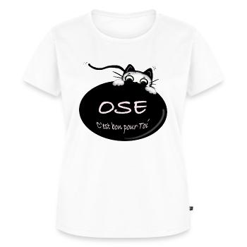 Bulle Happy Le Chat OSE - T-shirt Premium bio Femme - blanc - Devant - AI Model Female 172 dark (172cm)