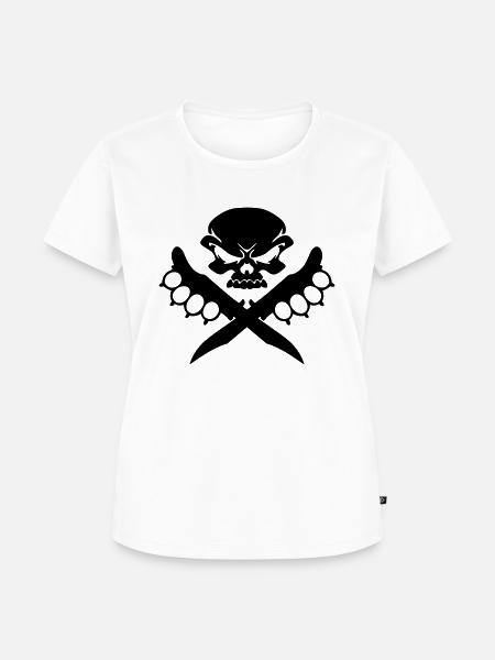 totenkopf mit messer - Frauen Premium Bio T-Shirt - Weiß