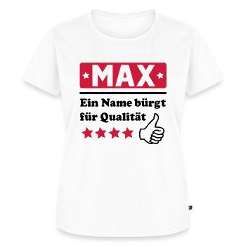max - Women's Premium Organic T-shirt - white - Front - AI Model Female 172 dark (172cm)