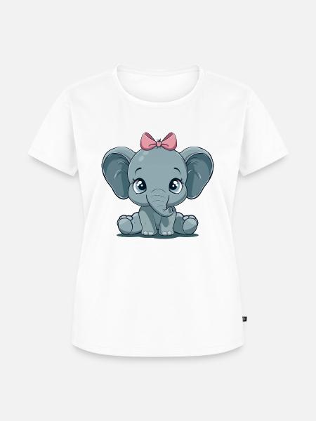 Süßer Babyelefant mit Rosaschleife - Frauen Premium Bio T-Shirt - Weiß