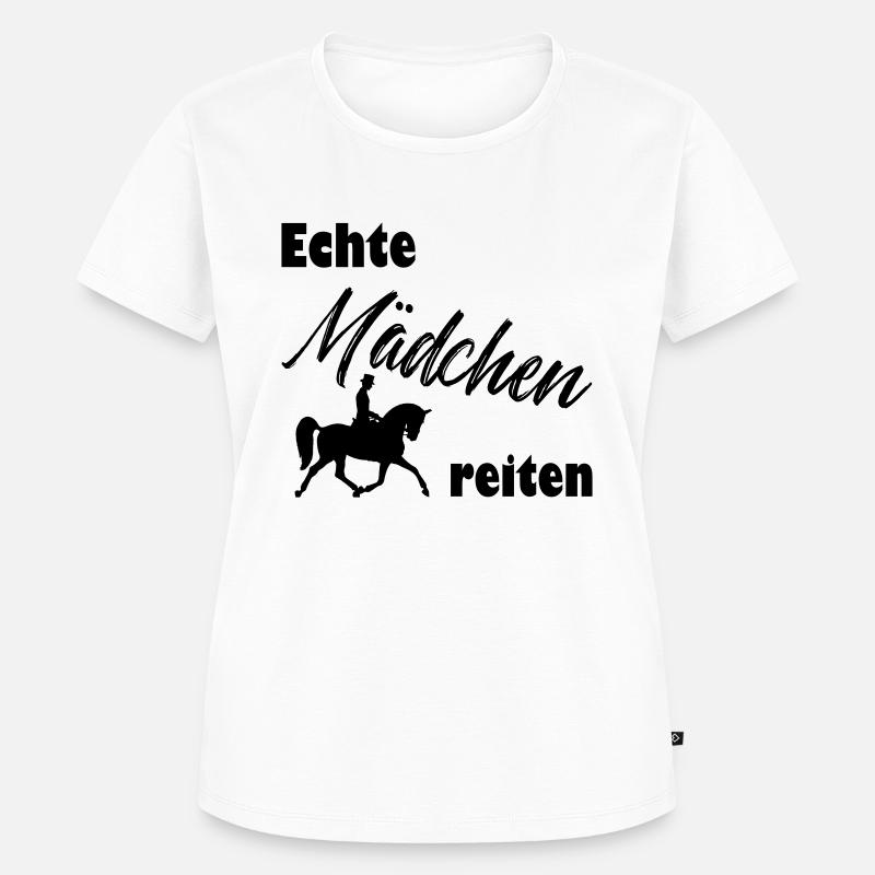 Echte Mädchen reiten - Frauen Premium Bio T-Shirt - Weiß