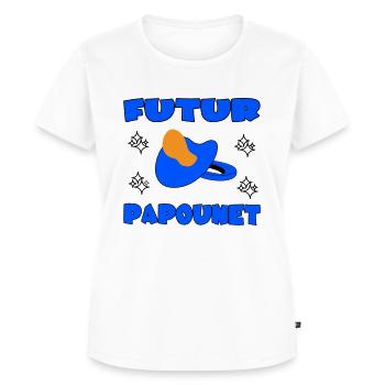 FUTUR PAPOUNET - T-shirt Premium bio Femme - blanc - Devant - AI Model Female 172 dark (172cm)
