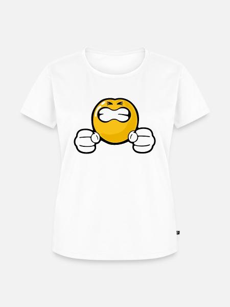 Smiley Anger Incensed - Frauen Premium Bio T-Shirt - Weiß