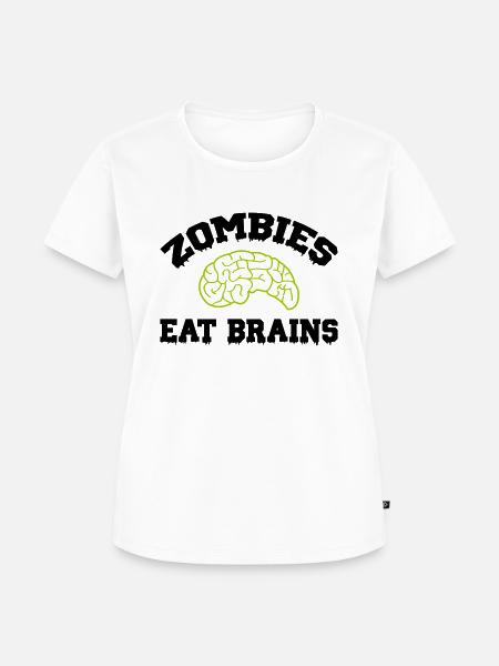 zombies eat brains - Frauen Premium Bio T-Shirt - Weiß
