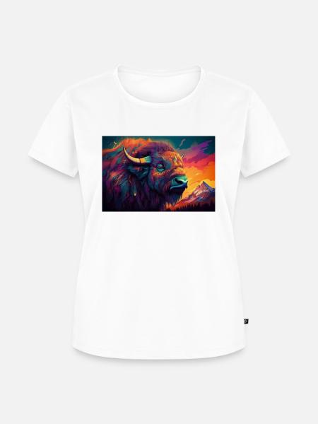 verträumter Büffel - Frauen Premium Bio T-Shirt - Weiß