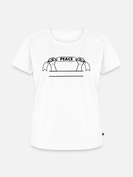 Hände mit Wimpel Frieden - Frauen Premium Bio T-Shirt - Weiß