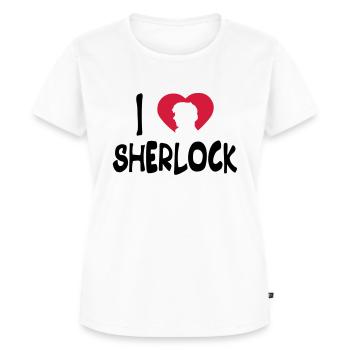 ich liebe sherlock - Frauen Premium Bio T-Shirt - Weiß - Vorne - AI Model Female 172 dark (172cm)