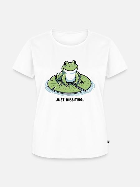 Frosch auf Seerosenblatt - Frauen Premium Bio T-Shirt - Weiß