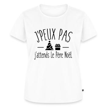 Je peux pas j'attends le Père Noël - T-shirt Premium bio Femme - blanc - Devant - AI Model Female 172 dark (172cm)