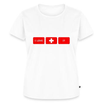 #SWISS - Frauen Premium Bio T-Shirt - Weiß - Vorne - AI Model Female 172 dark (172cm)