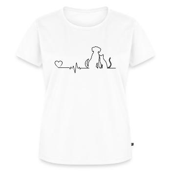 Herzschlag Hund und Katze Herz Hund Katze - Frauen Premium Bio T-Shirt - Weiß - Vorne - AI Model Female 172 dark (172cm)