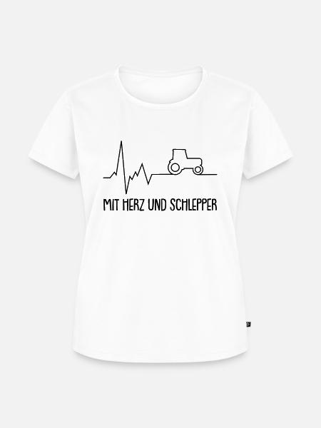 mit herz und schlepper - Frauen Premium Bio T-Shirt - Weiß