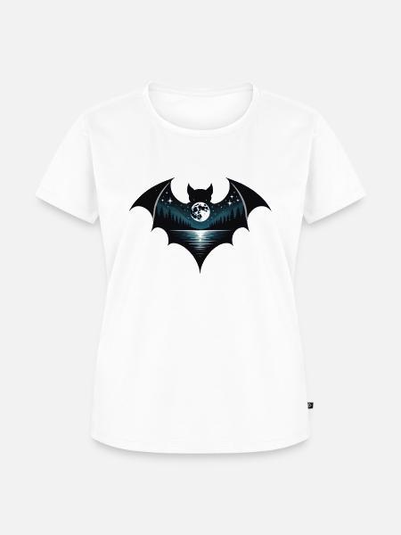 Fledermaus mit Nachthimmel - Frauen Premium Bio T-Shirt - Weiß
