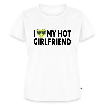 J’aime ma copine Lunettes Cœur Vert Noir - T-shirt Premium bio Femme - blanc - Devant - AI Model Female 172 dark (172cm)