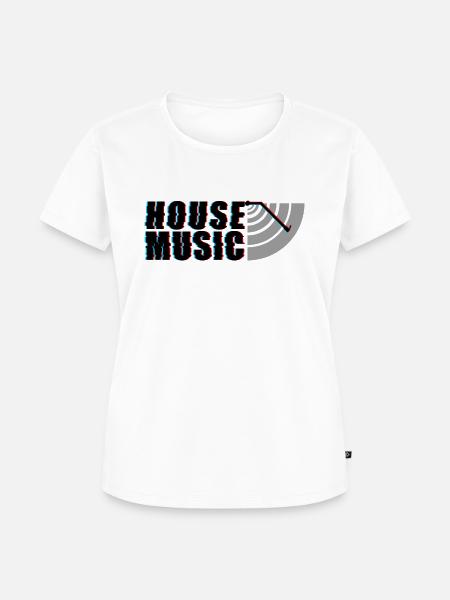 House Music Glitch Vinyl - Frauen Premium Bio T-Shirt - Weiß