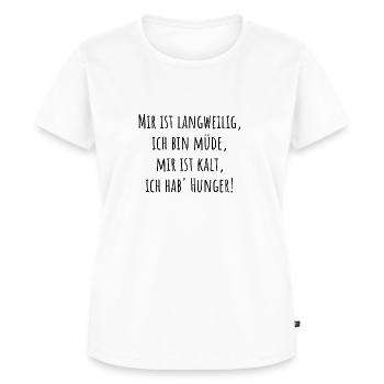 Langweilig Usw (Amatic SC/schwarz) - Frauen Premium Bio T-Shirt - Weiß - Vorne - AI Model Female 172 dark (172cm)