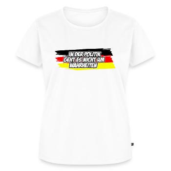 In der Politik geht es nicht um Wahrheiten - Frauen Premium Bio T-Shirt - Weiß - Vorne - AI Model Female 172 dark (172cm)