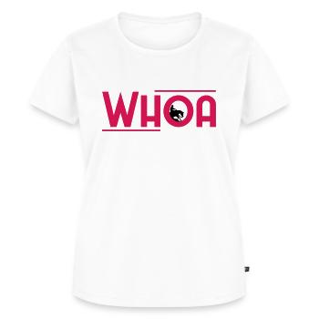 Motif de lettrage Whoa pour les cavaliers de reining - T-shirt Premium bio Femme - blanc - Devant - AI Model Female 172 dark (172cm)