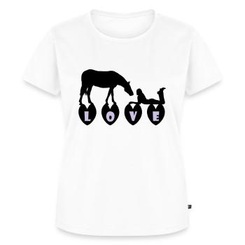 Love Pferd liegendes Mädchen - Frauen Premium Bio T-Shirt - Weiß - Vorne - AI Model Female 172 dark (172cm)