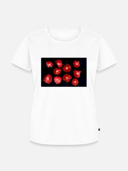 Mohn Blume Black Red - Frauen Premium Bio T-Shirt - Weiß