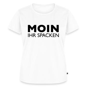 Moin, ihr Spacken - Frauen Premium Bio T-Shirt - Weiß - Vorne - AI Model Female 172 dark (172cm)