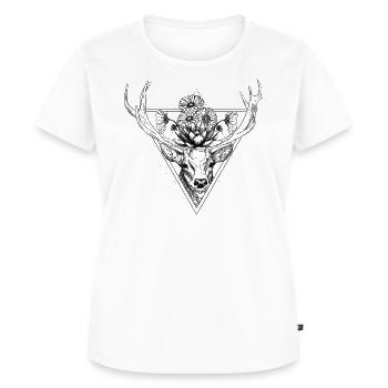 Blumenhirsch schwarz - Frauen Premium Bio T-Shirt - Weiß - Vorne - AI Model Female 172 dark (172cm)
