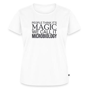 "Microbiologist Magic | Mikrobiologie" - Frauen Premium Bio T-Shirt - Weiß - Vorne - AI Model Female 172 dark (172cm)