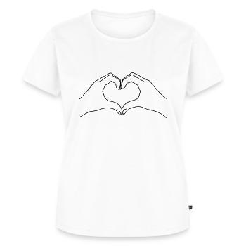 Line art - Hands in Heart Shape - Women's Premium Organic T-shirt - white - Front - AI Model Female 172 dark (172cm)