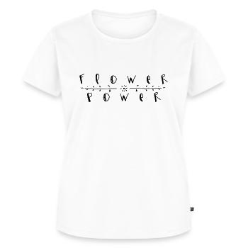 flower power - die guten alten 70er - Frauen Premium Bio T-Shirt - Weiß - Vorne - AI Model Female 172 dark (172cm)