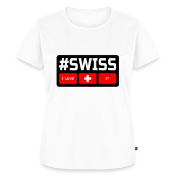 @SWISS - Frauen Premium Bio T-Shirt - Weiß - Vorne - AI Model Female 172 dark (172cm)