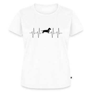 Dackel Herzschlag Puls - Frauen Premium Bio T-Shirt - Weiß - Vorne - AI Model Female 172 dark (172cm)