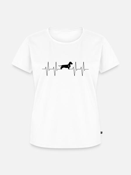 Dackel Herzschlag Puls - Frauen Premium Bio T-Shirt - Weiß