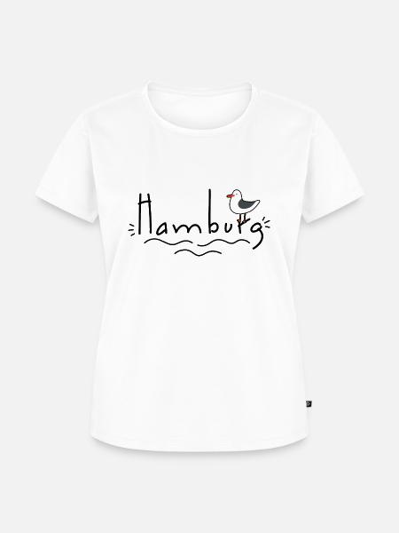 Hamburg mit Möwe - Frauen Premium Bio T-Shirt - Weiß