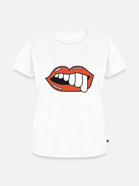 teeth lips ugly illustration - Frauen Premium Bio T-Shirt - Weiß