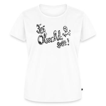 Fei Obacht, gell - Frauen Premium Bio T-Shirt - Weiß - Vorne - AI Model Female 172 dark (172cm)