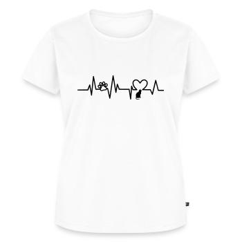Puls Katze Herz Pfote - Frauen Premium Bio T-Shirt - Weiß - Vorne - AI Model Female 172 dark (172cm)