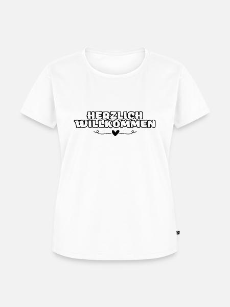 Herzlich Willkommen Herz Liebe - Frauen Premium Bio T-Shirt - Weiß