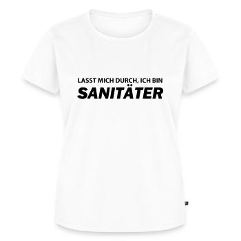 lasst mich durch, ich bin sanitäter - Frauen Premium Bio T-Shirt - Weiß - Vorne - AI Model Female 172 dark (172cm)
