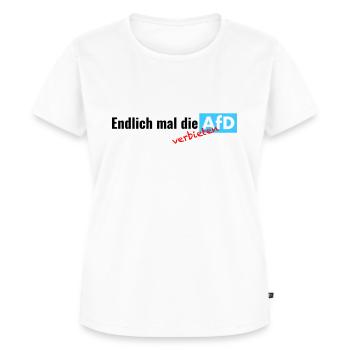 Endlich mal die AfD - verbieten - Frauen Premium Bio T-Shirt - Weiß - Vorne - AI Model Female 172 dark (172cm)