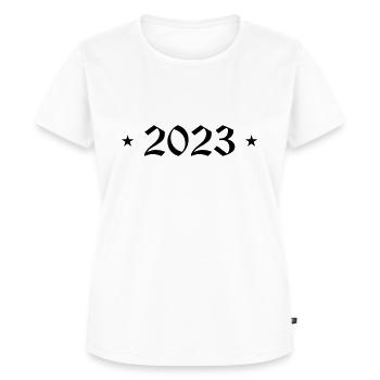 2023 - Women's Premium Organic T-shirt - white - Front - AI Model Female 172 dark (172cm)