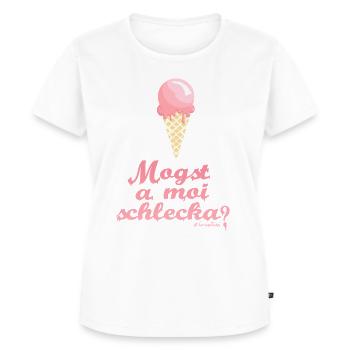 Mogst a moi schlecka? - Frauen Premium Bio T-Shirt - Weiß - Vorne - AI Model Female 172 dark (172cm)