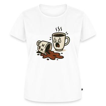 Motif amusant du café – Drame de la tasse - T-shirt Premium bio Femme - blanc - Devant - AI Model Female 172 dark (172cm)